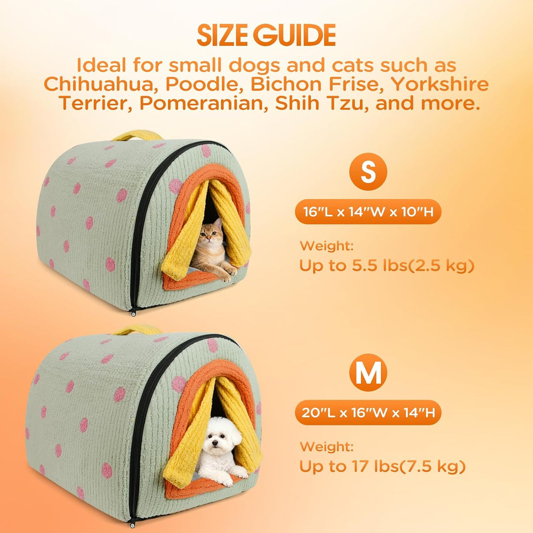 Dog House Indoor for Small Dogs & Cats, 2-in-1 Enclosed Dog Bed