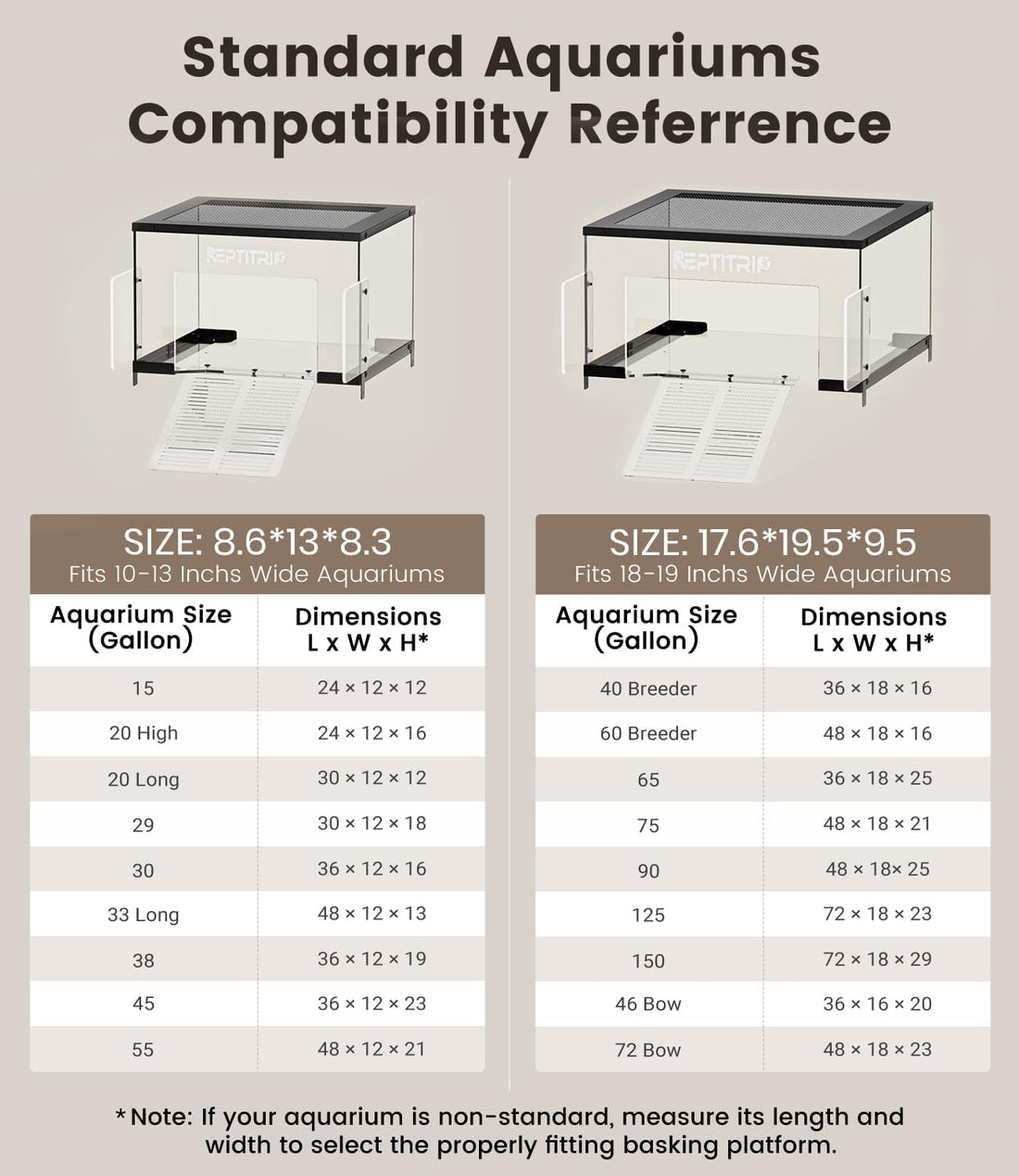 Turtle Basking Platform for 10-13” Wide Aquariums 30/45/55 Gallon