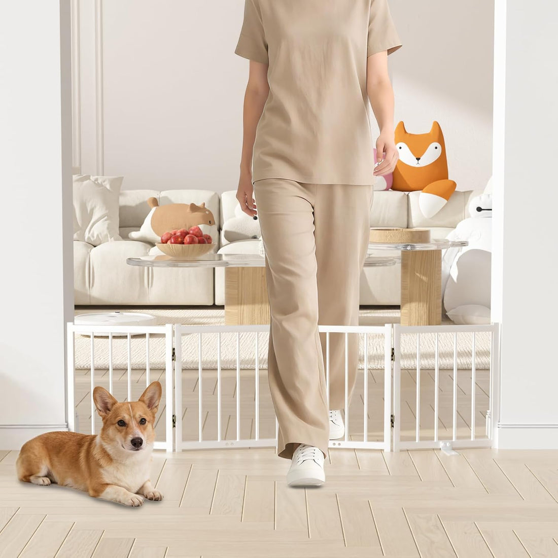 Snuowu 16" Freestanding Short Dog Gate for Small Dogs