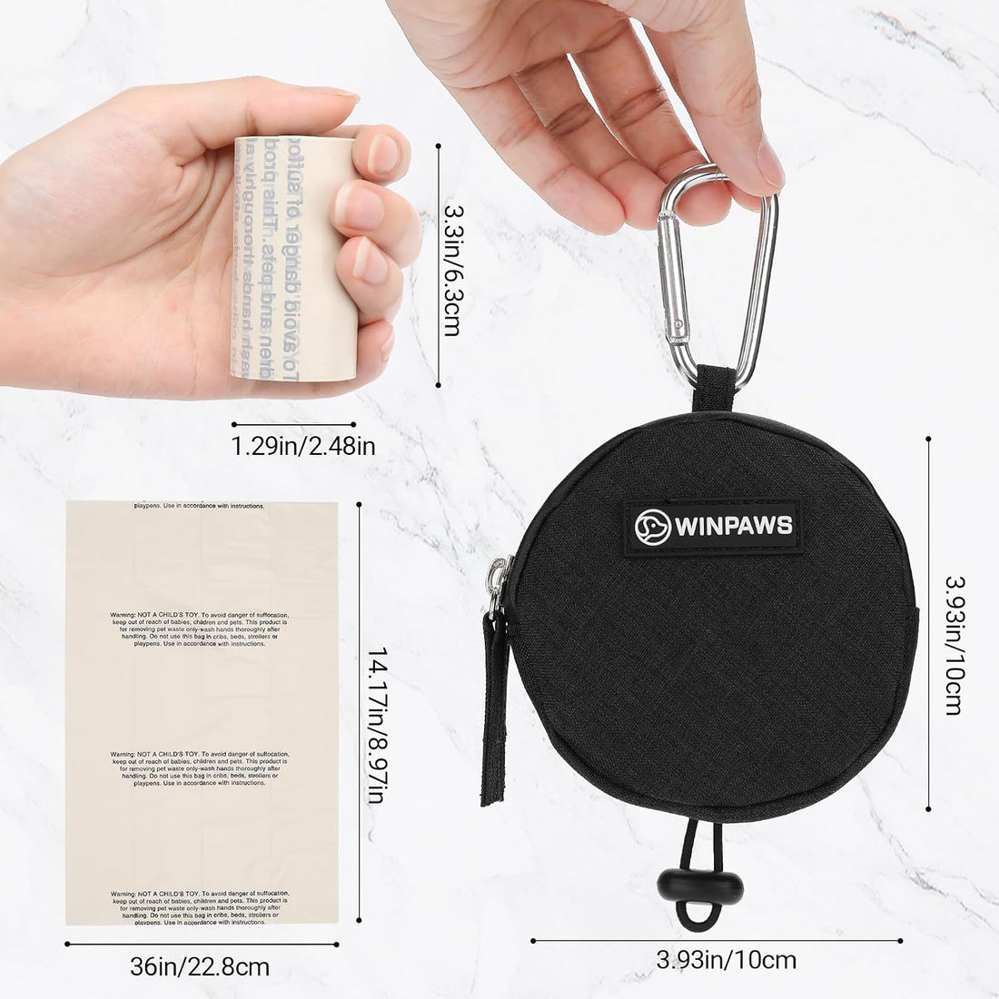 Dog Poop Bag Holder for Leashes- Dog Treat Pouch with Waterproof