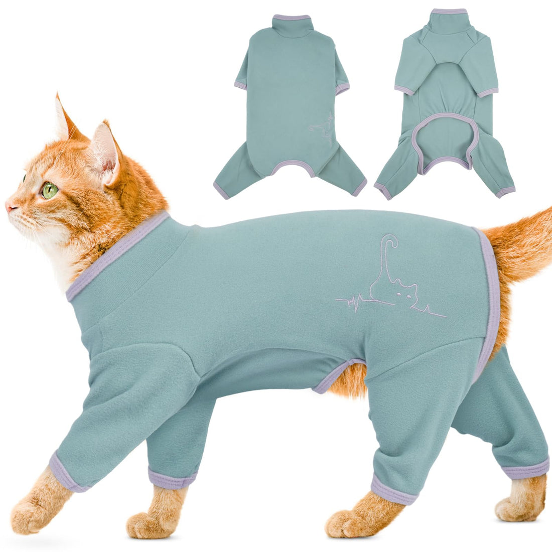 ADNIKIA Cat Pajamas for Cats Only, Sticky Hair Cat Clothes