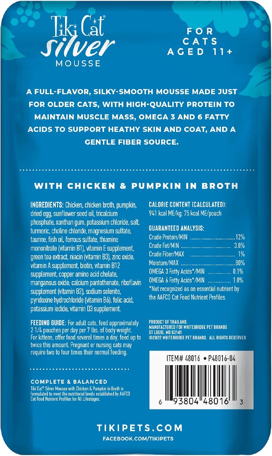 Tiki Cat Silver Mousse Wet Cat Food for Seniors, Chicken & Pumpkin