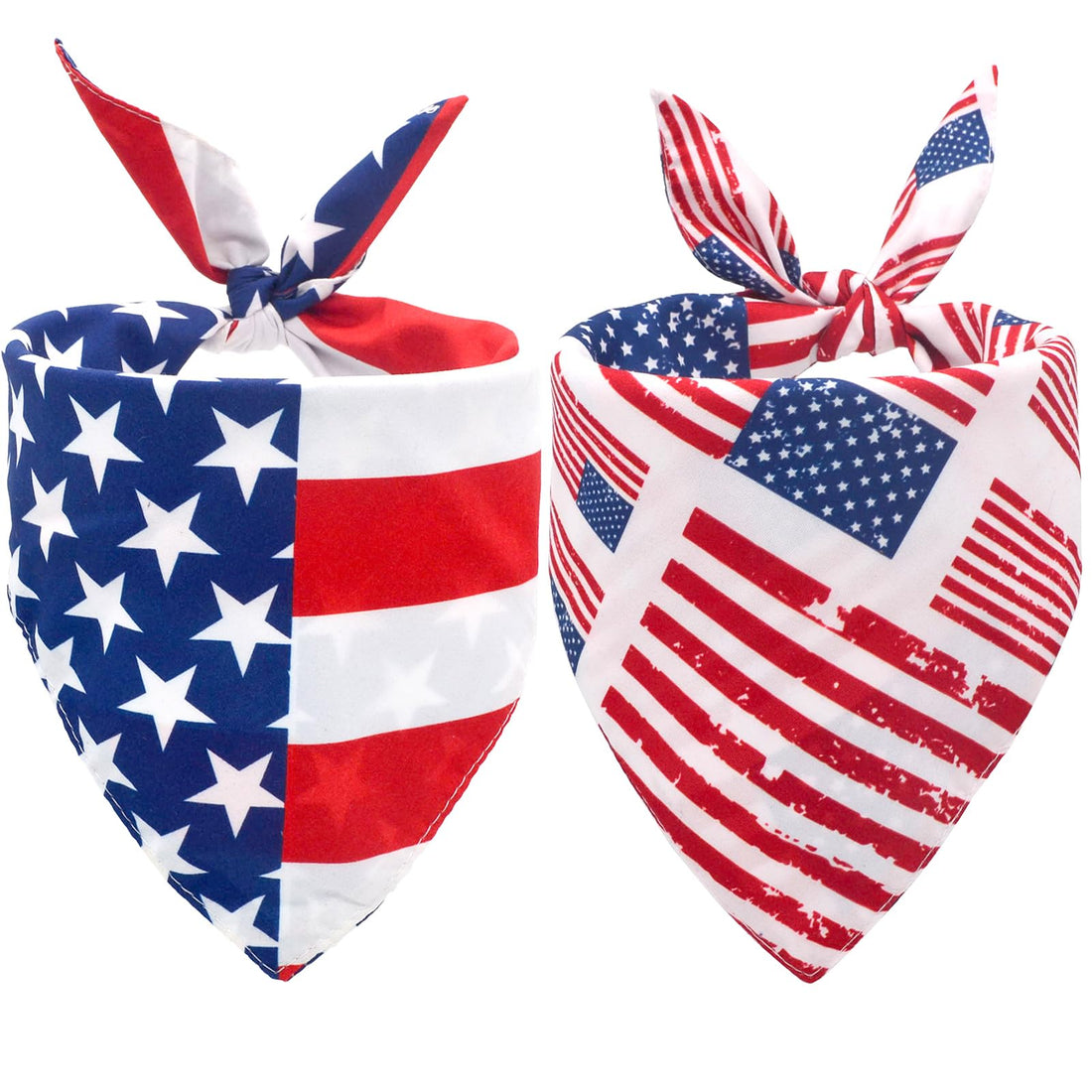 CozyHaus 2PCS Dual-Layer Design Patriotic Dog Bandanas Outfit,Large