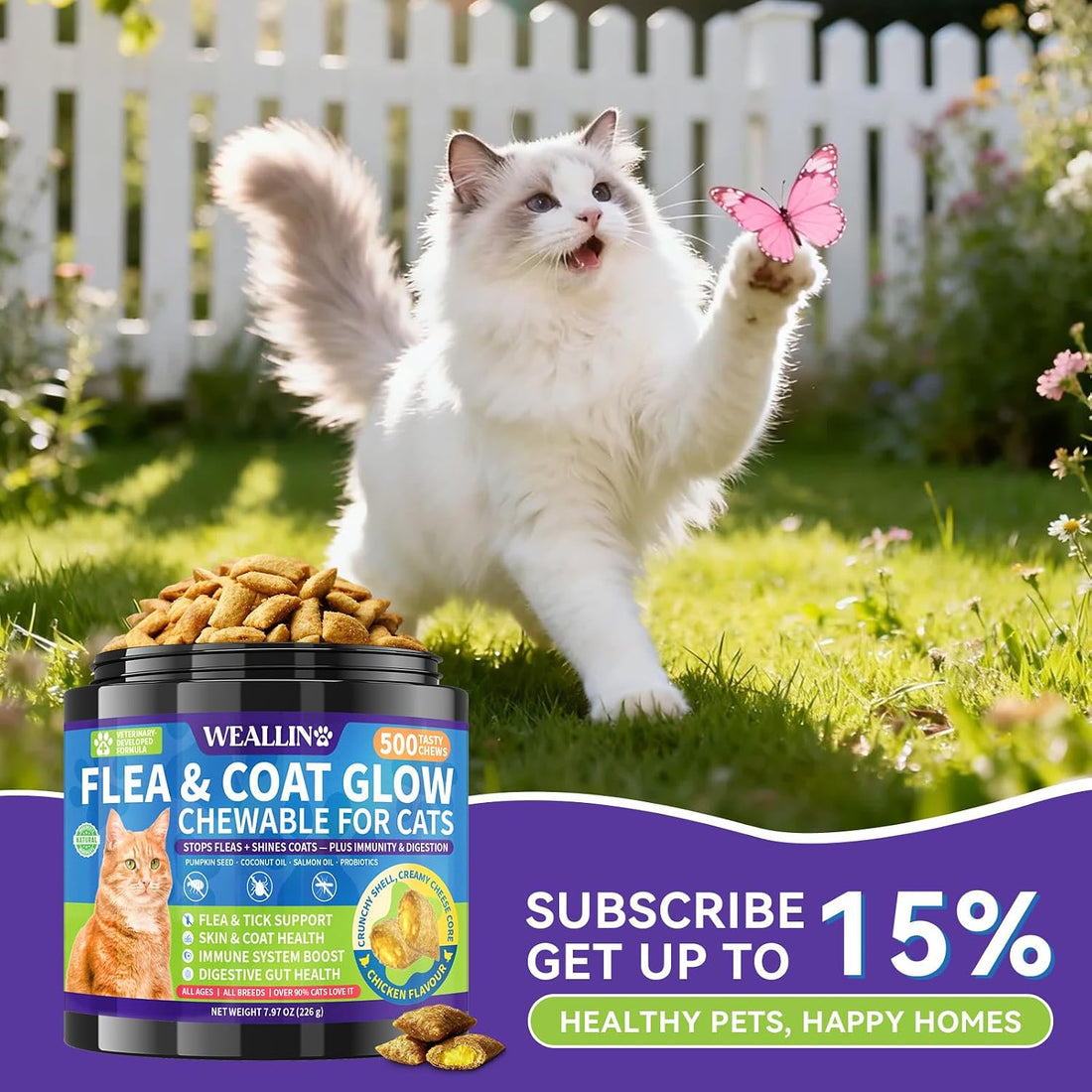 Flea and Tick Prevention for Cats - 500 Crunchy & Creamy Chews