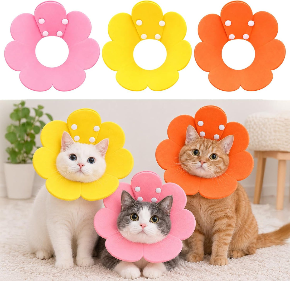 3 Pack Felt Cat Cone Collar Soft Cone for Cats Dogs Kitten Puppy