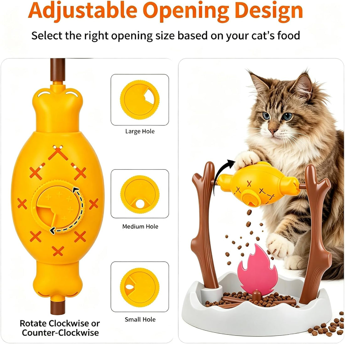 Cat Slow Feeder Puzzle Toy BBQ Campfire‑Grill Style Adjustable