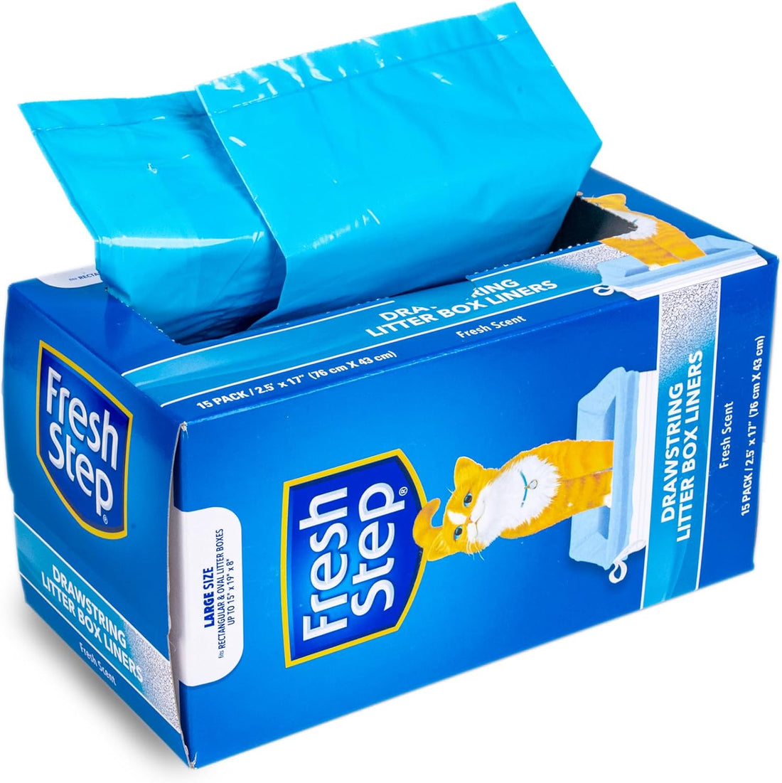Fresh Step Drawstring Cat Litter Liners, Scented, 2.5 ft x 17 in, 7ct