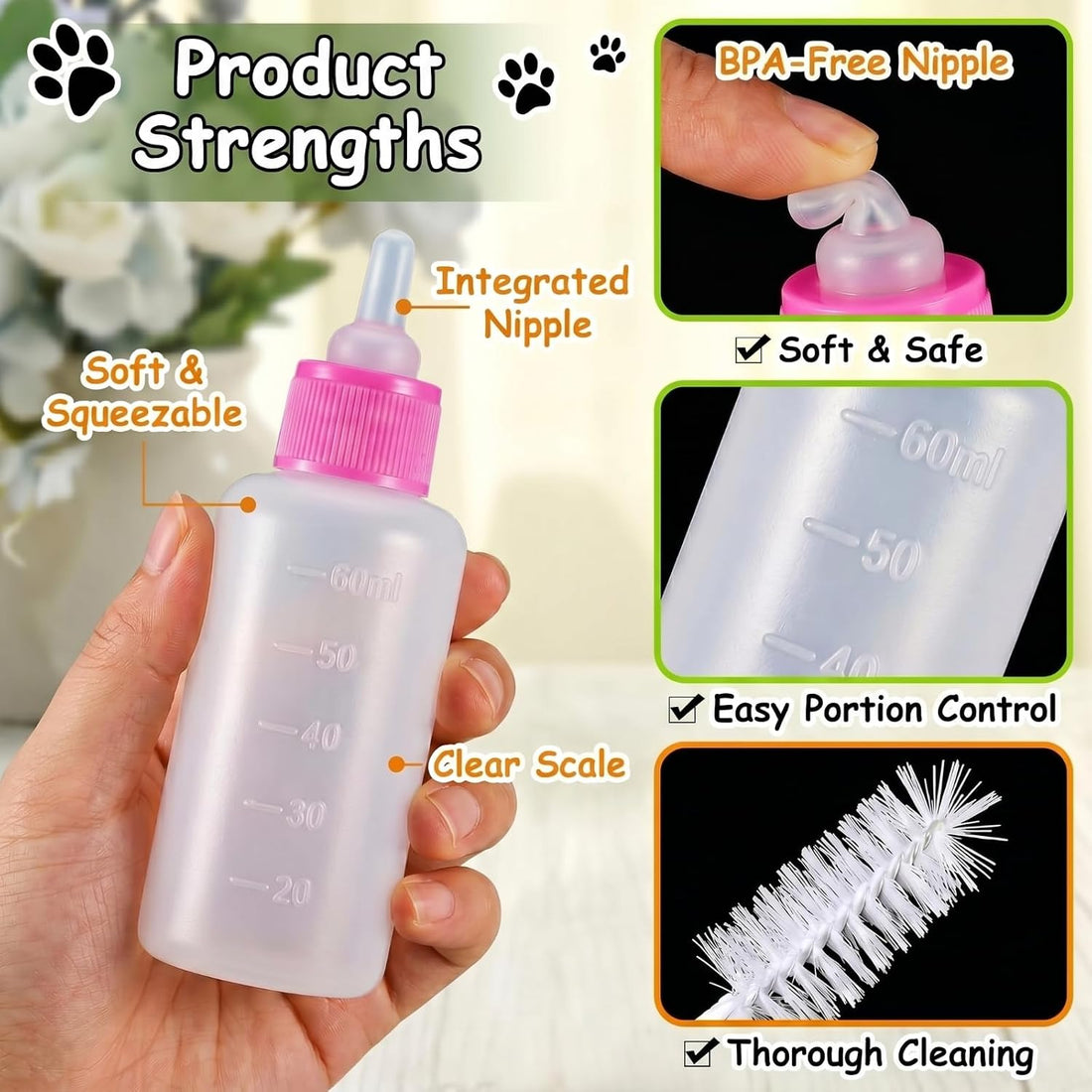 Tondiamo 17 Pcs Kitten Bottle Feeding Kit Puppy Bottles for Nursing