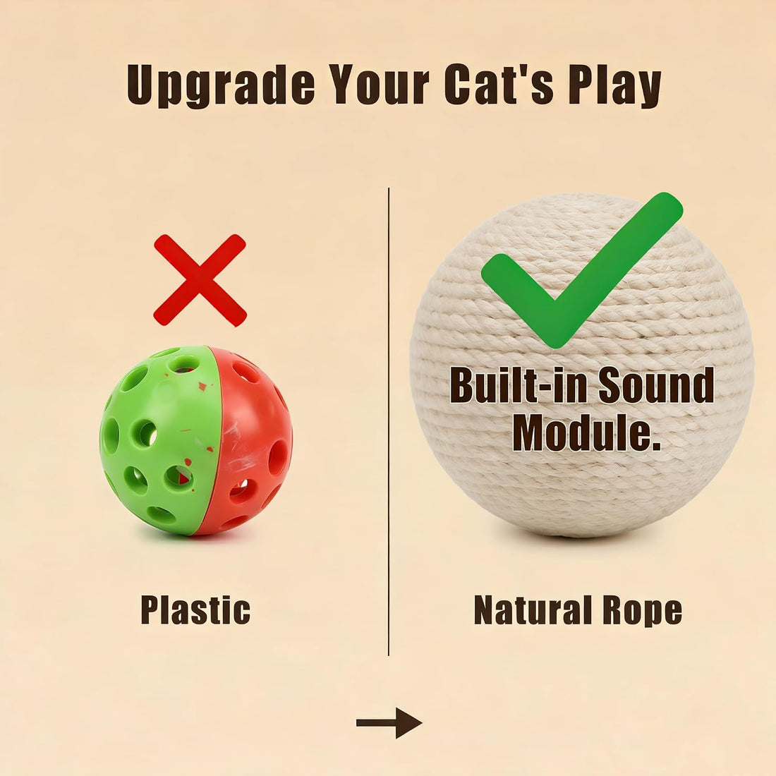 DMZBJ 4-Inch Sisal Cat Toy Balls with Crinkle Sound