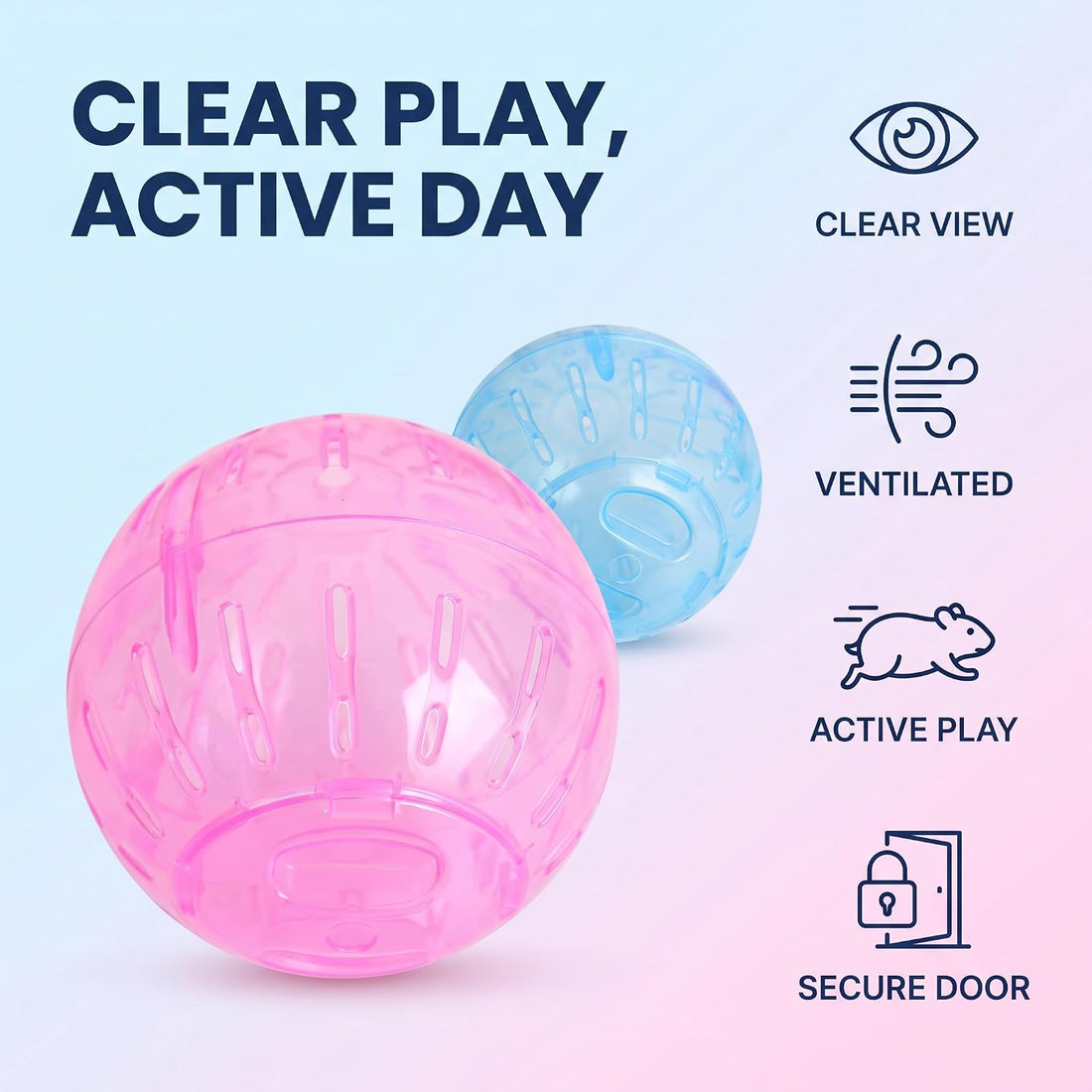 2Pcs Blue and Pink Hamster Balls Transparent Dwarf Hamster Exercise