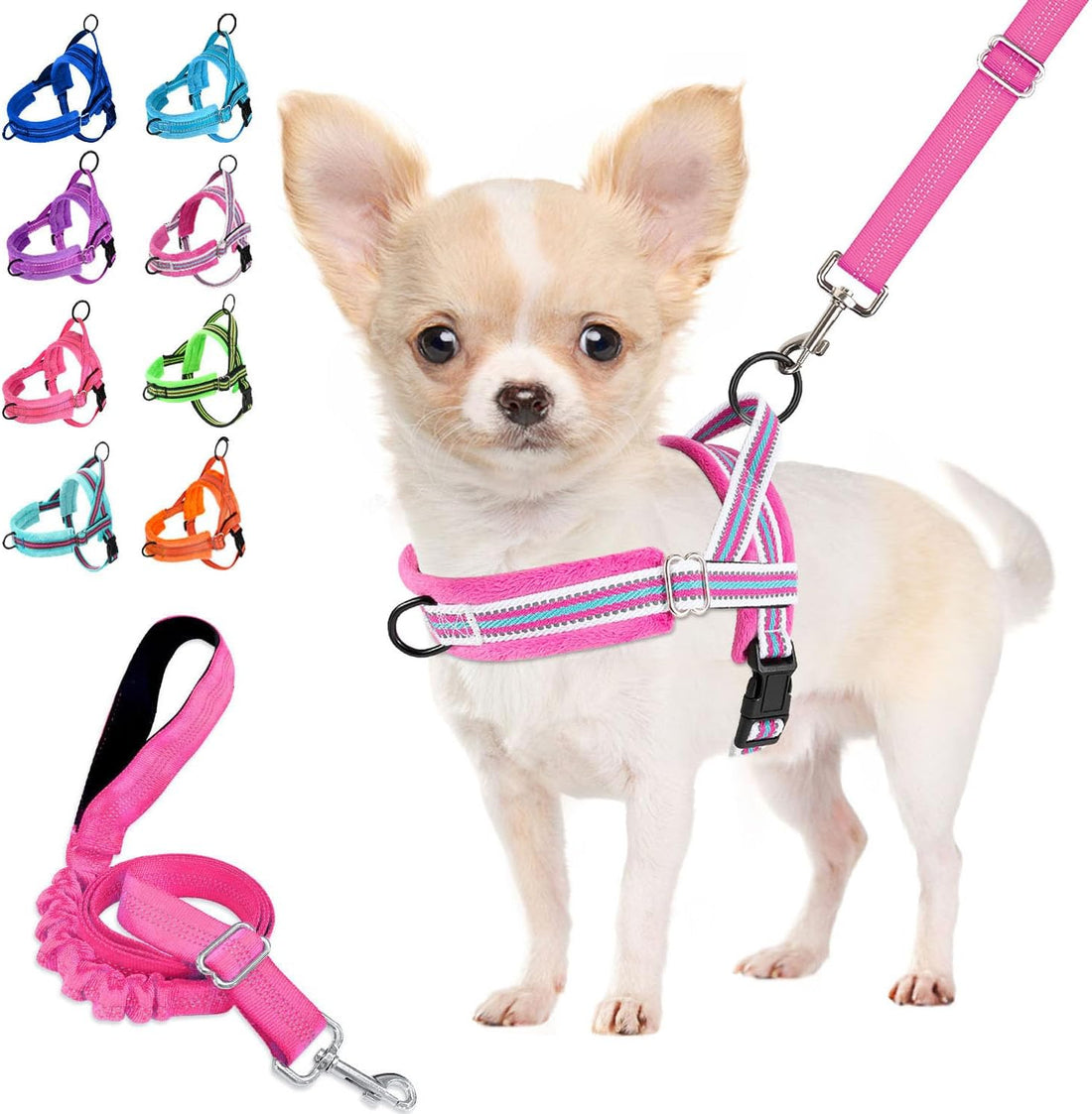 Lukovee Small Dog Harness and Leash Set, No Pull Soft Padded