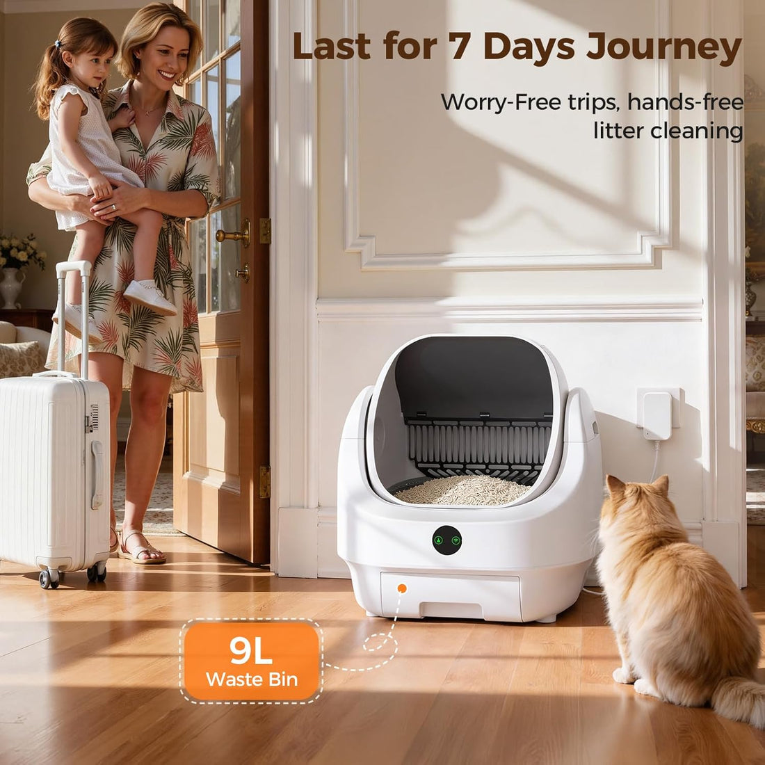 Open-Top Automatic Litter Box, Odor Control, Ready to Use