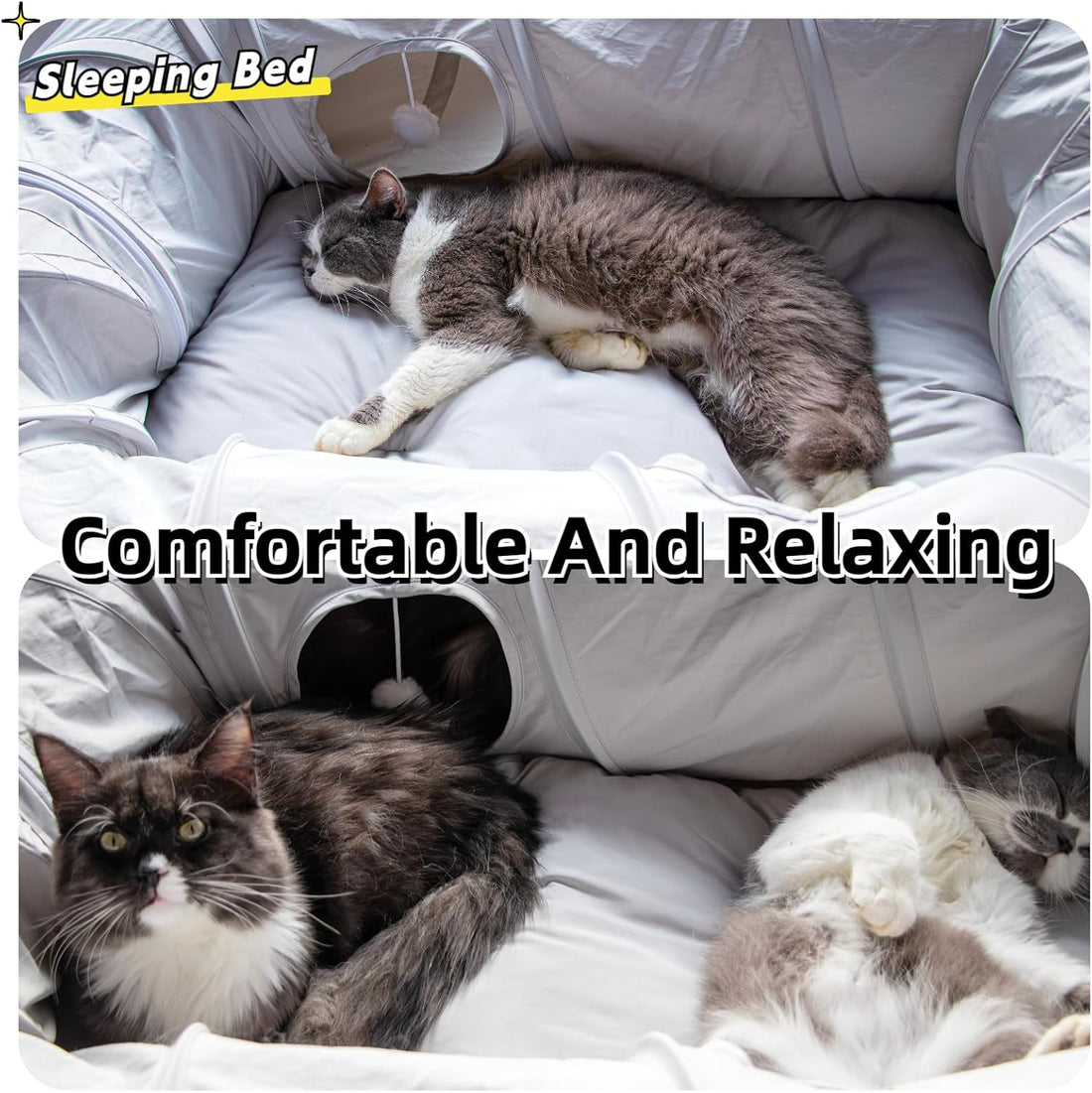 XxingSheep 4 Ways Shuttled XL Cat Tunnel Bed for Indoor Cats Peekaboo
