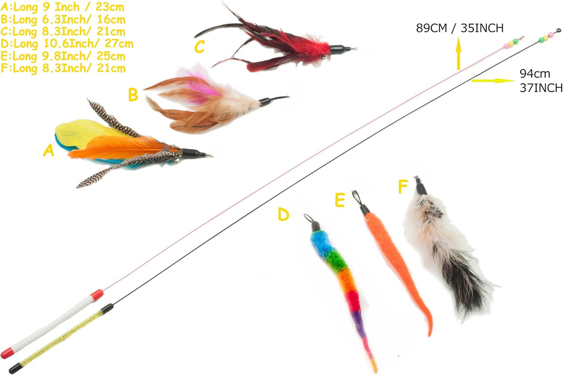 Fashion's Talk Feather Wire Wands Kitten Toys Worm Teaser Wand Cat