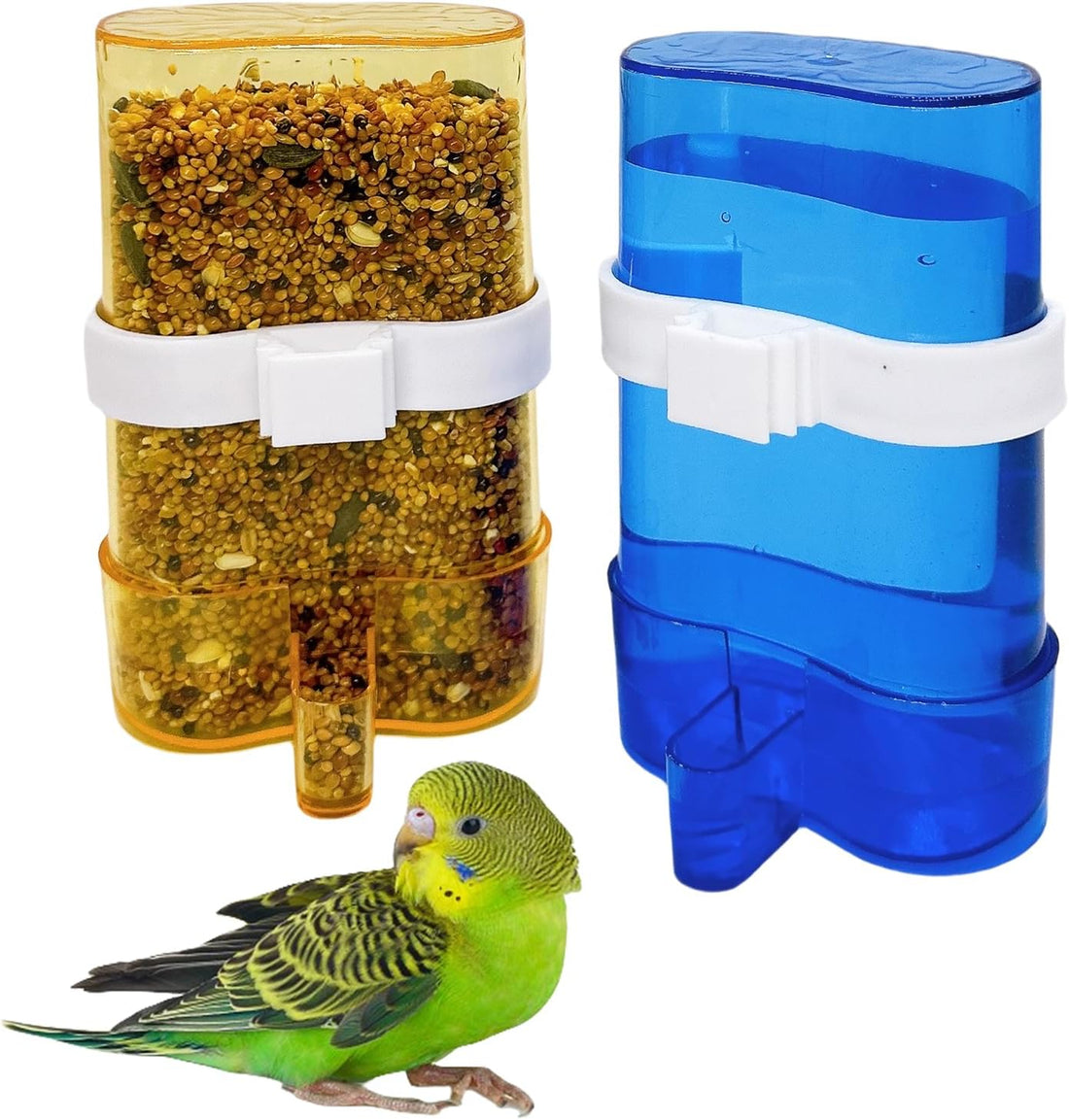 2 Pack Bird Water Dispenser and Feeder for Parakeet Cage Accessories