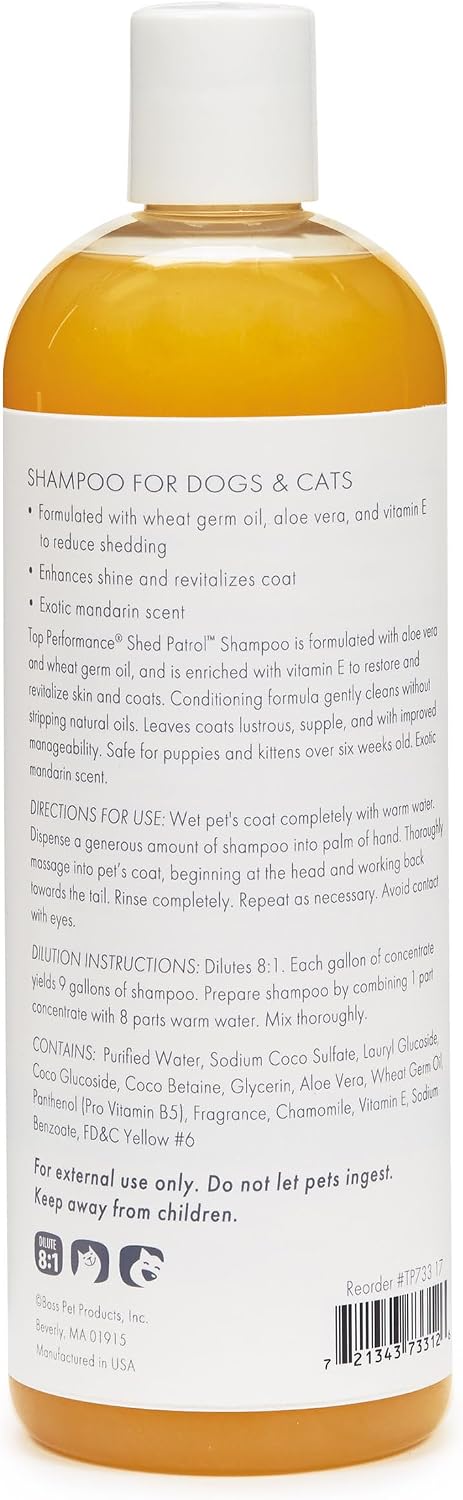 Top Performance Shed Patrol De-Shedding Dog and Cat Shampoo, 17-Ounce