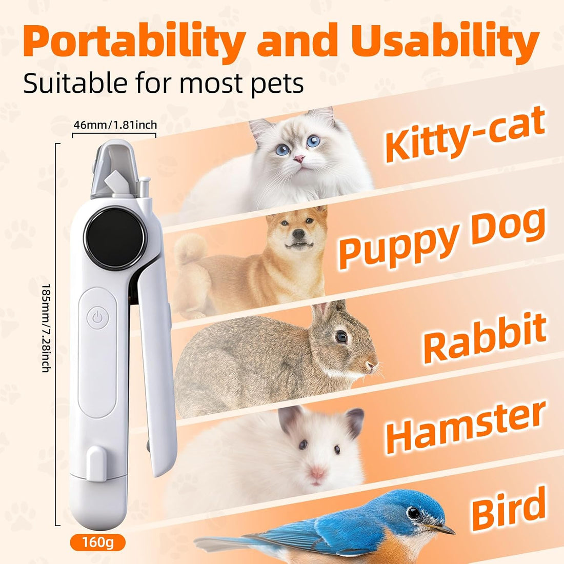 Dog Electric Nail Clippers & Grinder with Light