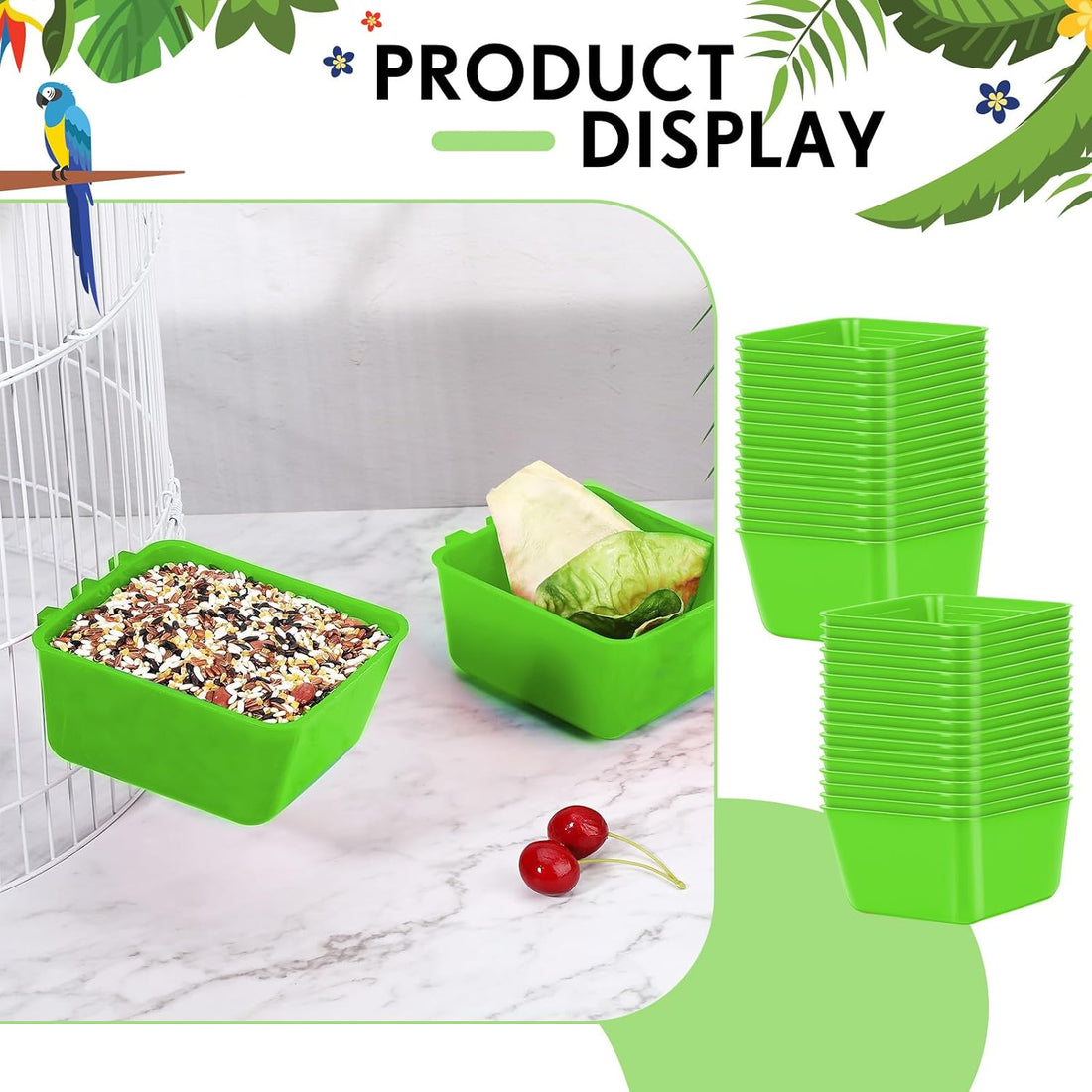 Maxdot 50 Pcs Cage Cups Chicken Feeder 16 oz Food Bowl