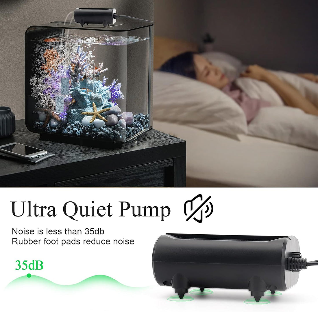 AQQA Aquarium Air Pump,3.5W Dual Outlet Oxygen Pump