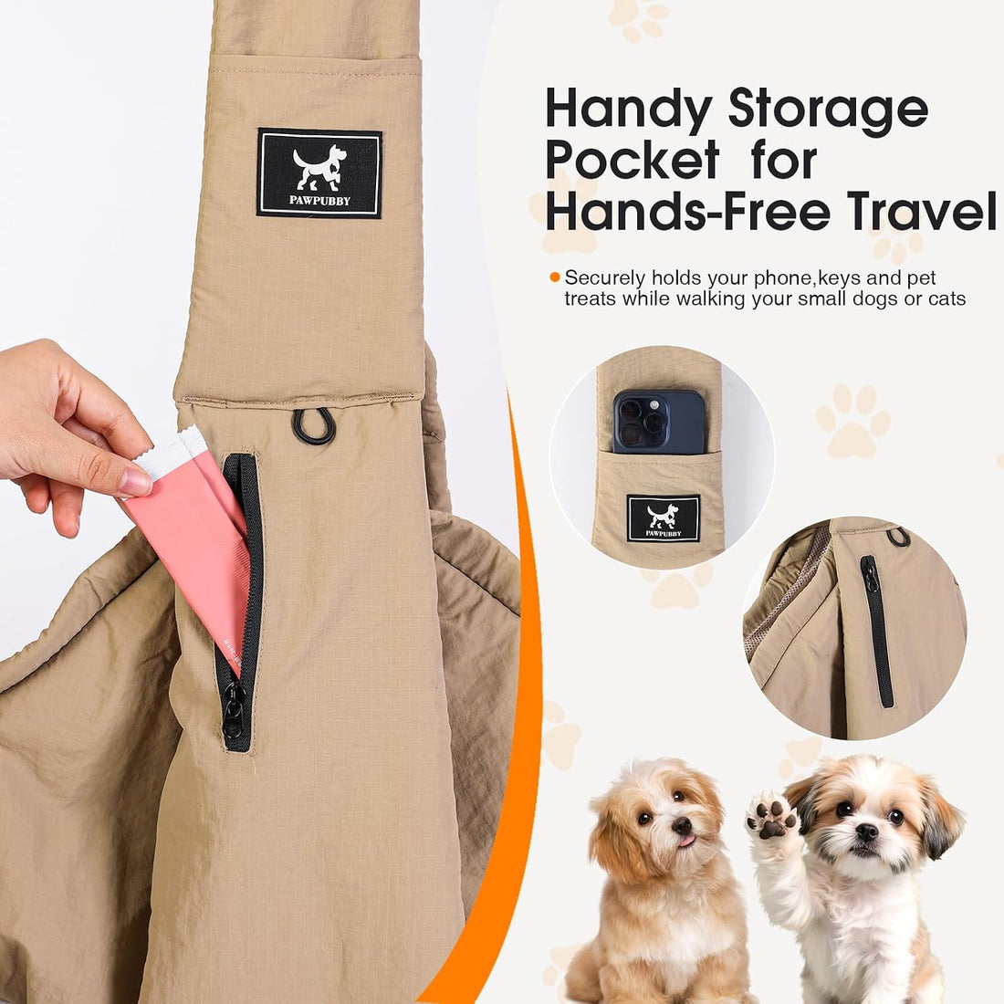 Dog Sling Carrier for Small Dogs & Cats 5-20 lbs, Adjustable Depth