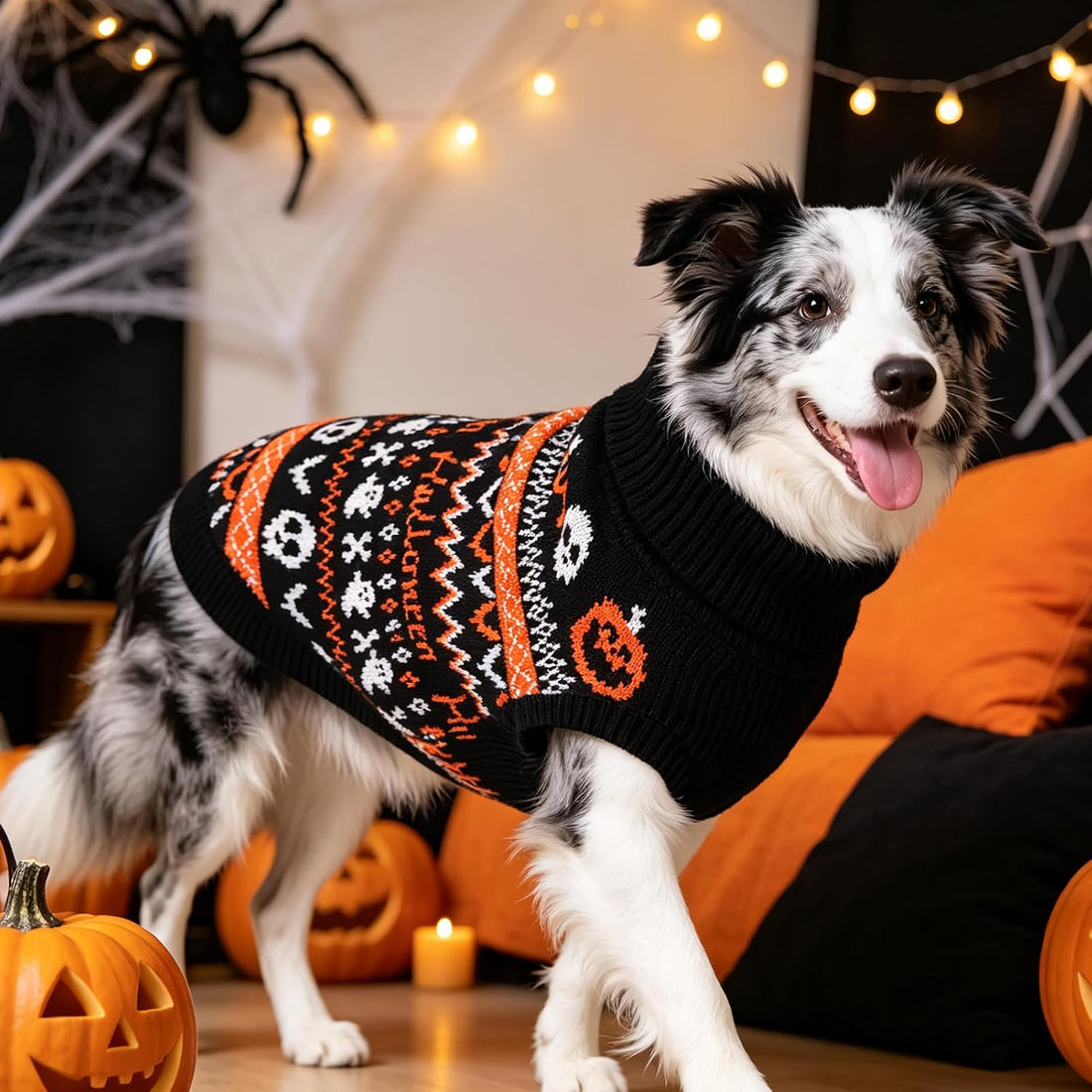 PUPTECK Small Halloween Dog Sweater Ugly Soft Warm Clothes Fall Outfit