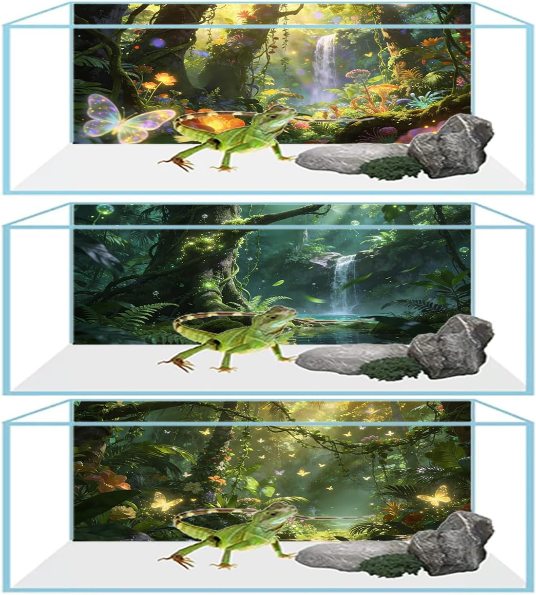 48"x24" Dream Forest Reptile Background Terrarium Background 3pcs