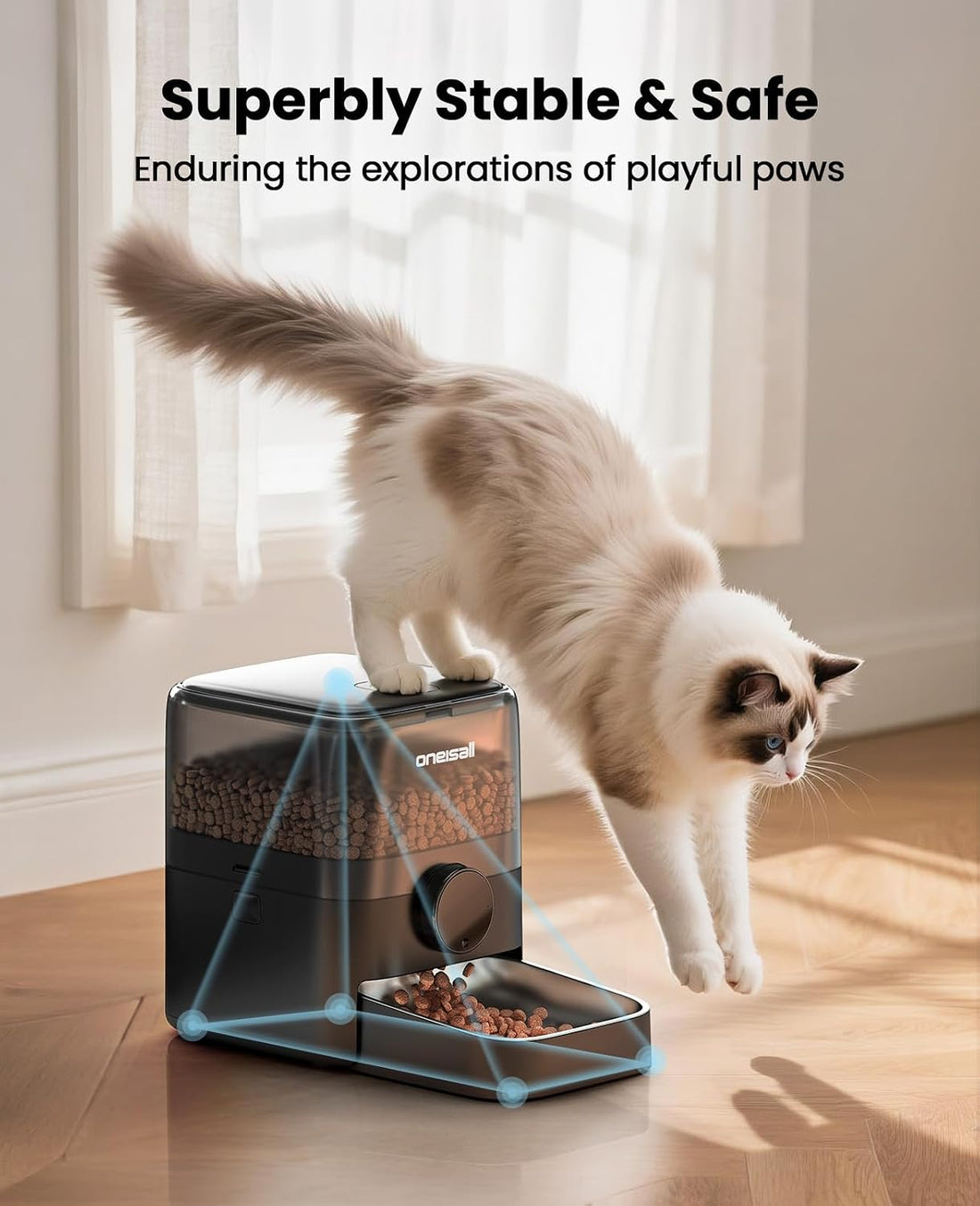 oneisall Automatic Cat Feeder for Large Kibble and Snacks