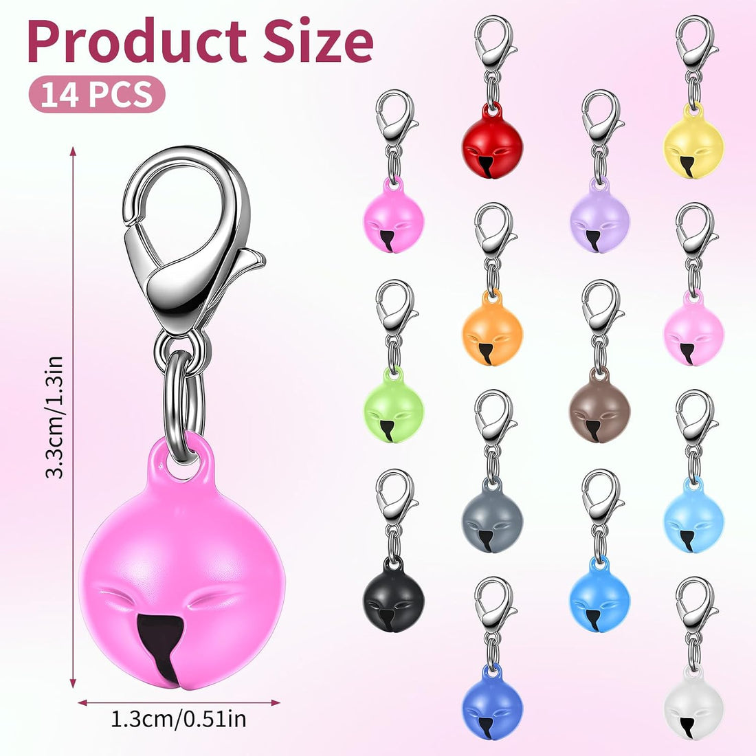 Larrel 14 Pcs Pet Bell, Small Dog Collar Bell with Key Rings Clasps