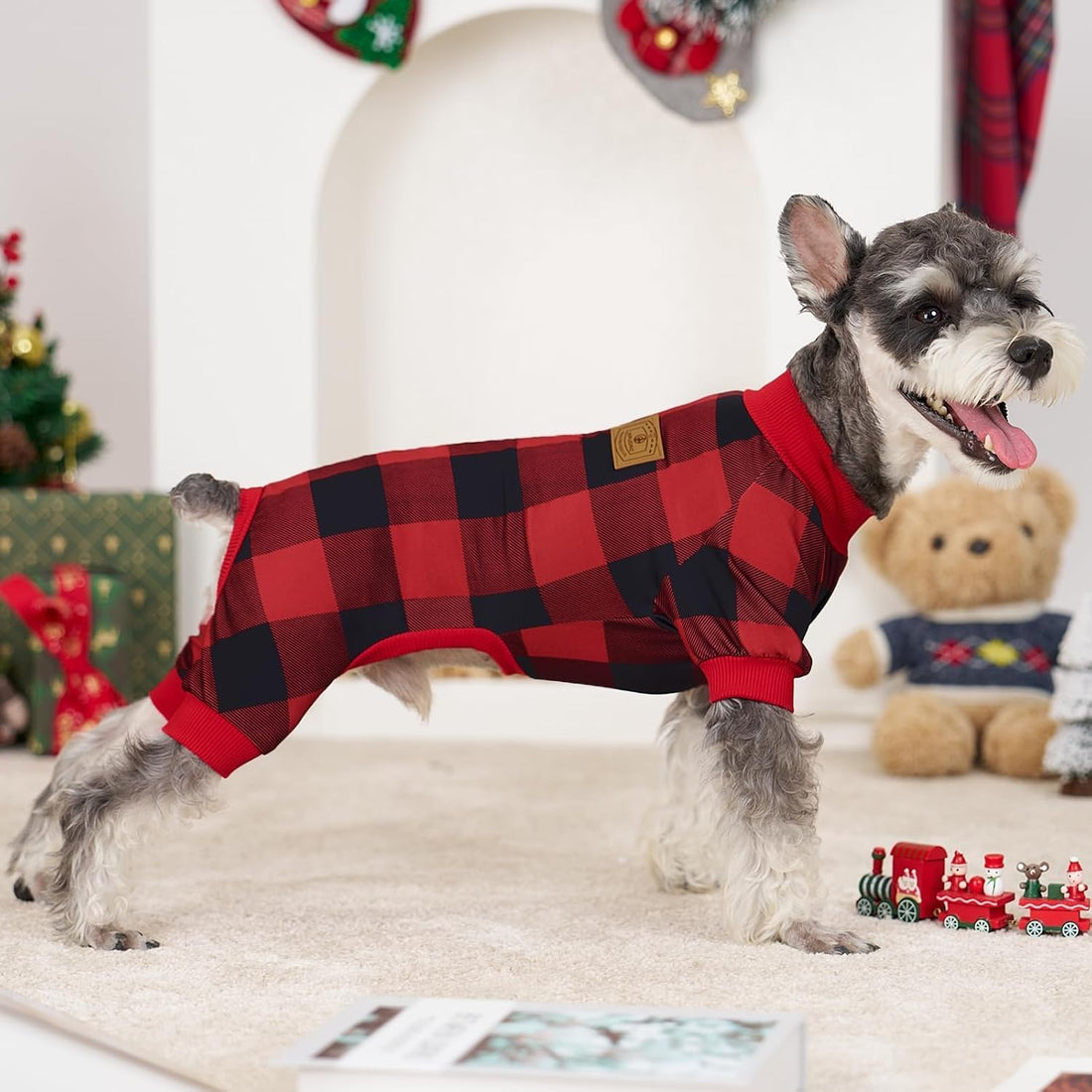 XPUDAC 4 Pack Dog Pajamas for Small Dogs Cats Plaid Doggie Clothes