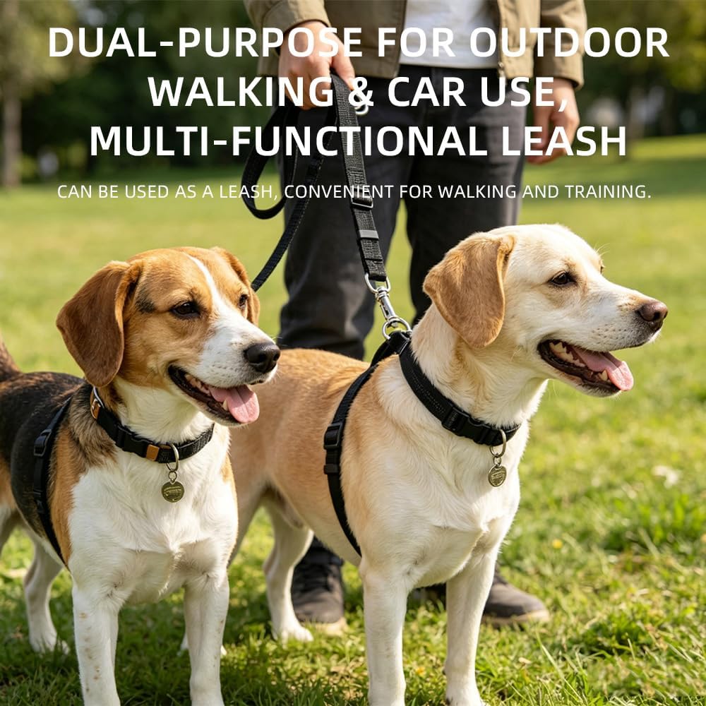 Dog Seat Belt for Car,Pet Seatbelt Designed for Two Pets,Black