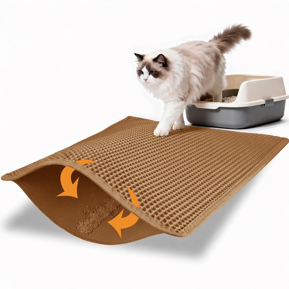 Pieviev Cat Litter Mat Double Layer Waterproof Urine Proof Trapping