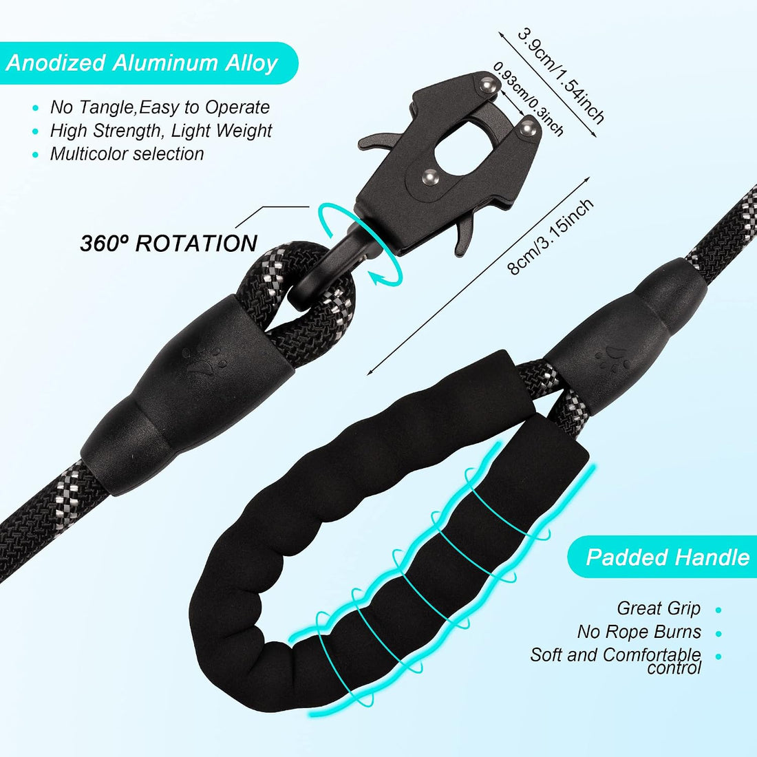 GEIT 2/4/5/6FT Dog Leash, Heavy Duty Rope Leashes