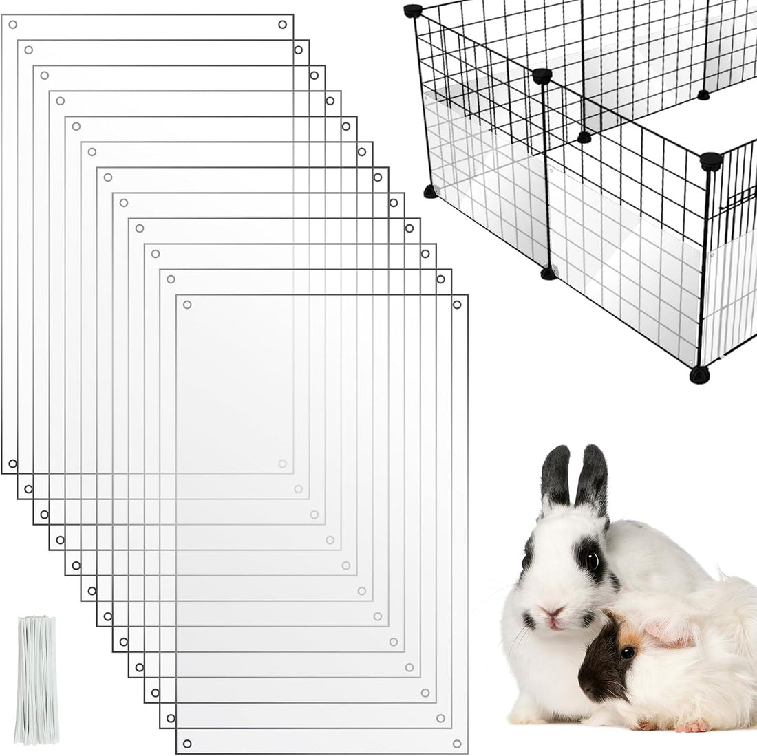 PETKNOWS 12 Pack 11.8 x 7.9 inch Clear Cage Edge Liner Protection