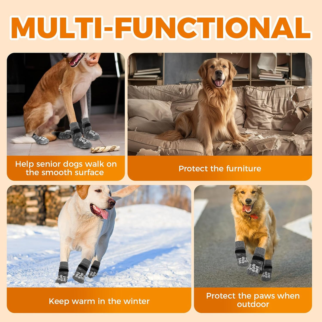 Anti-Slip Dog Socks Prevent Licking Paws,Dog Socks with Grippers