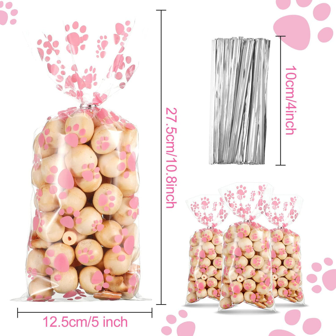Blulu 100 Pcs Dog Treat Bags Puppy Party Favor
