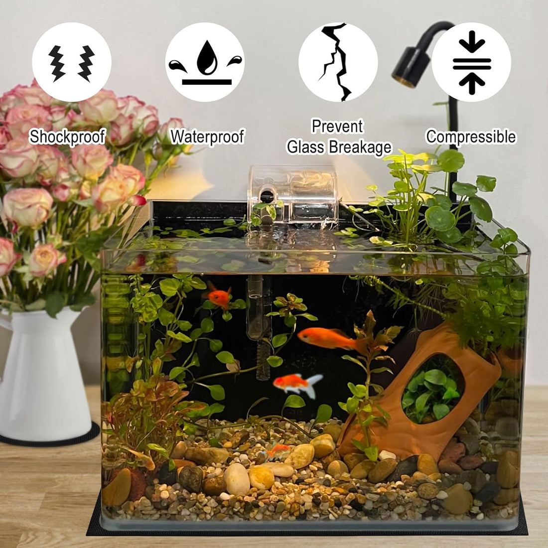 2 Pcs Aquarium Leveling Mat, 24x12 Fish Tank Pad Rubber Foam Base