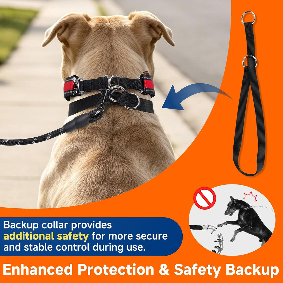 Mayerzon Hidden No Pull Dog Collar for Large Medium Small Dogs
