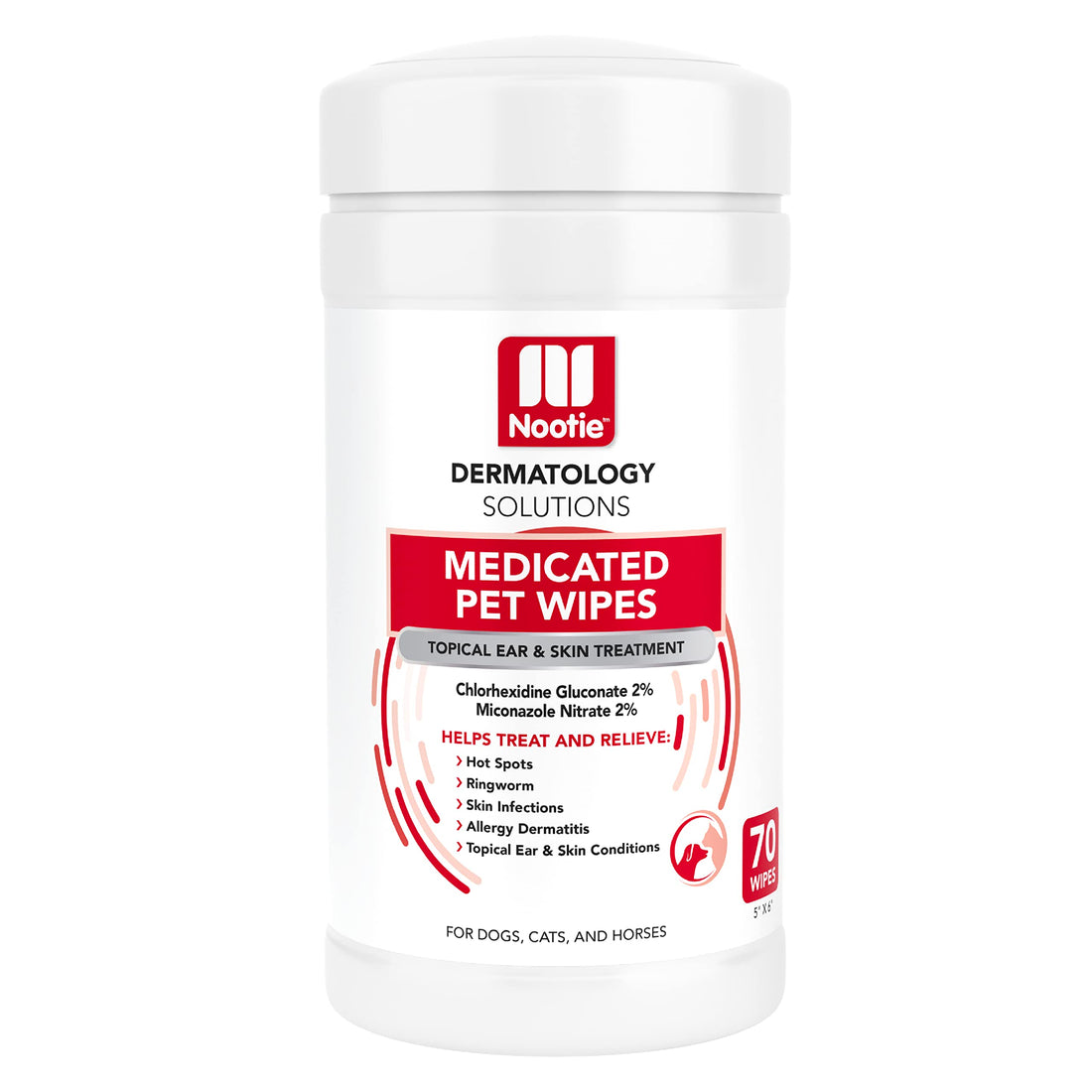 Nootie Medicated Dog Wipes, 2% Chlorhexidine and 2% Miconazole