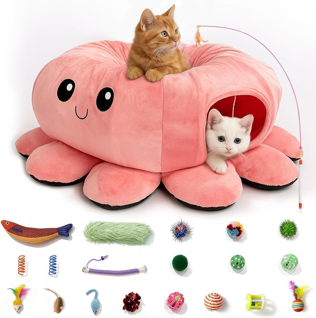 VIEFIN Cat Tunnel Bed with 20 Cat Toys