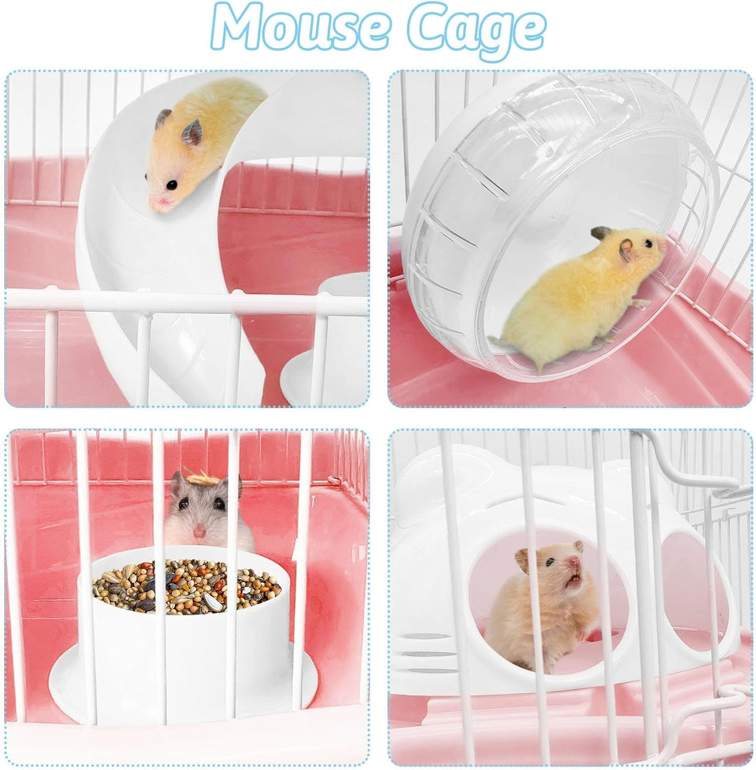 PINVNBY Dwarf Hamster Cage, Small Animal Cages