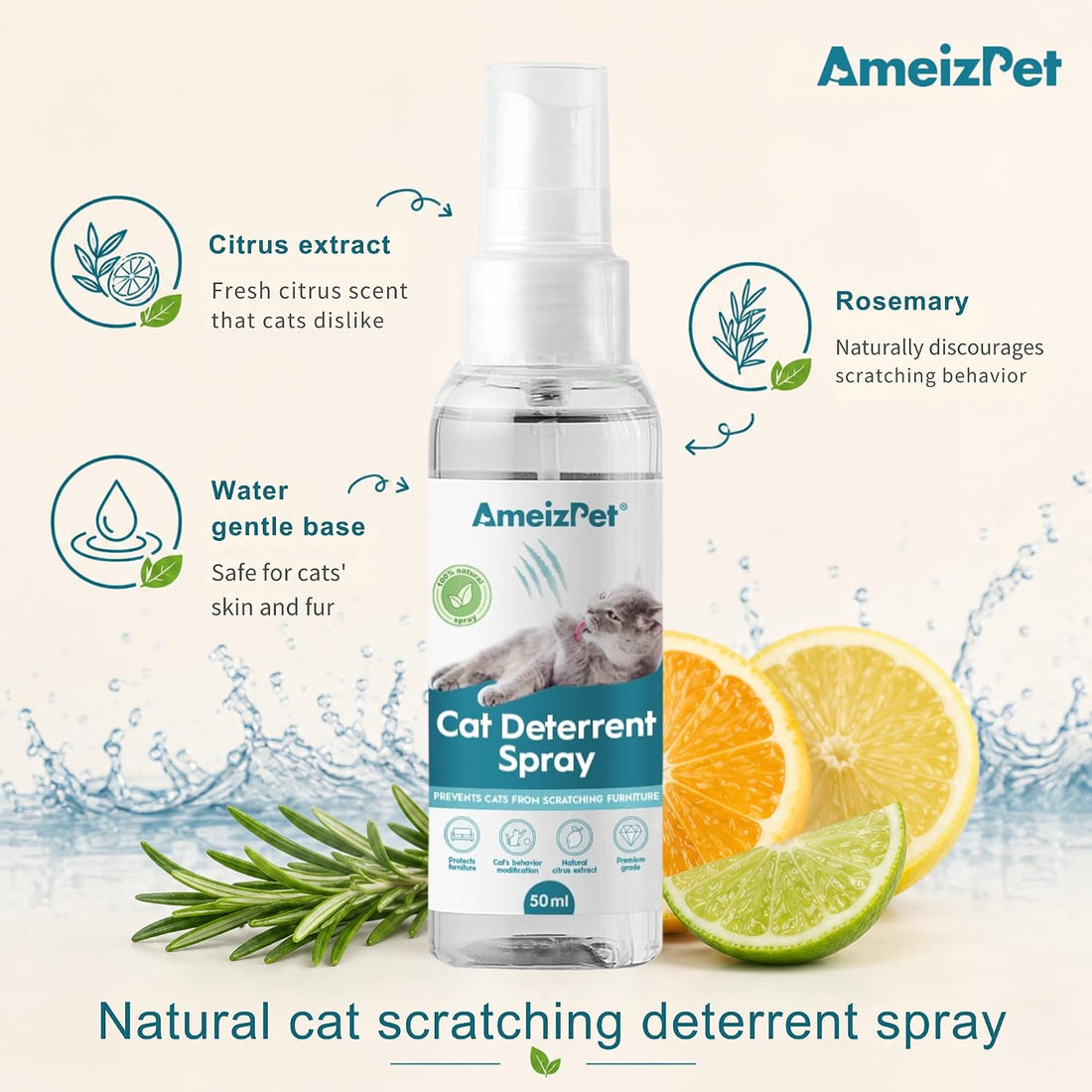 AmeizPet Cat Scratching Deterrent Spray, 1.69 fl oz (50 ml)