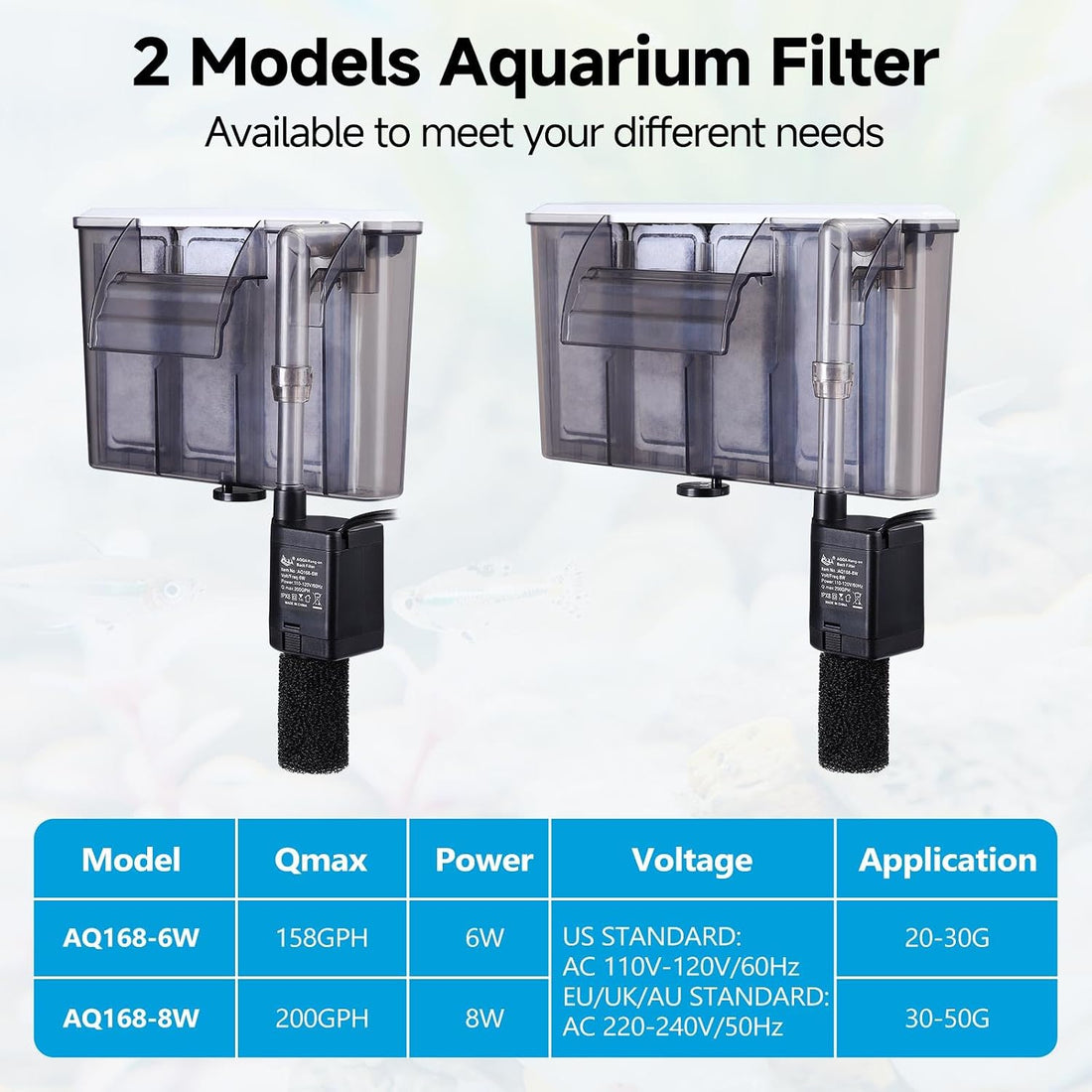 AQQA Quiet 20-30 Gallon Fish Tank Filters