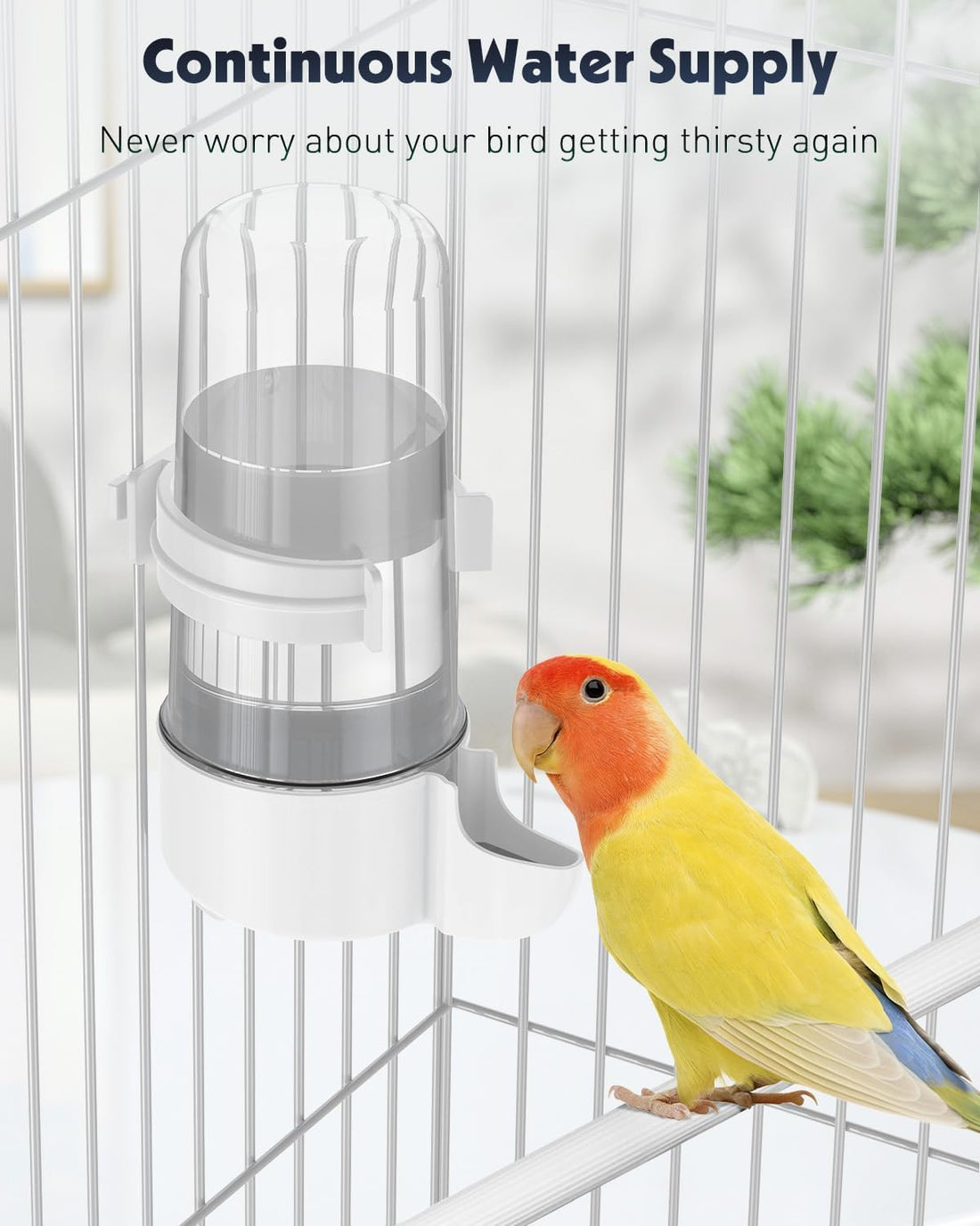 Pawfly Auto Bird Waterer, 2-Pack Cage Dispenser Feeder for Parrots