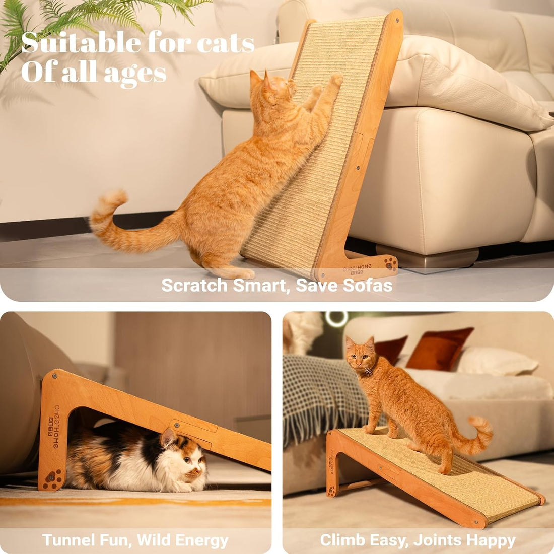 CHEERHOME PETS Sisal Cat Scratcher Ramp for Indoor L-Shape Solid