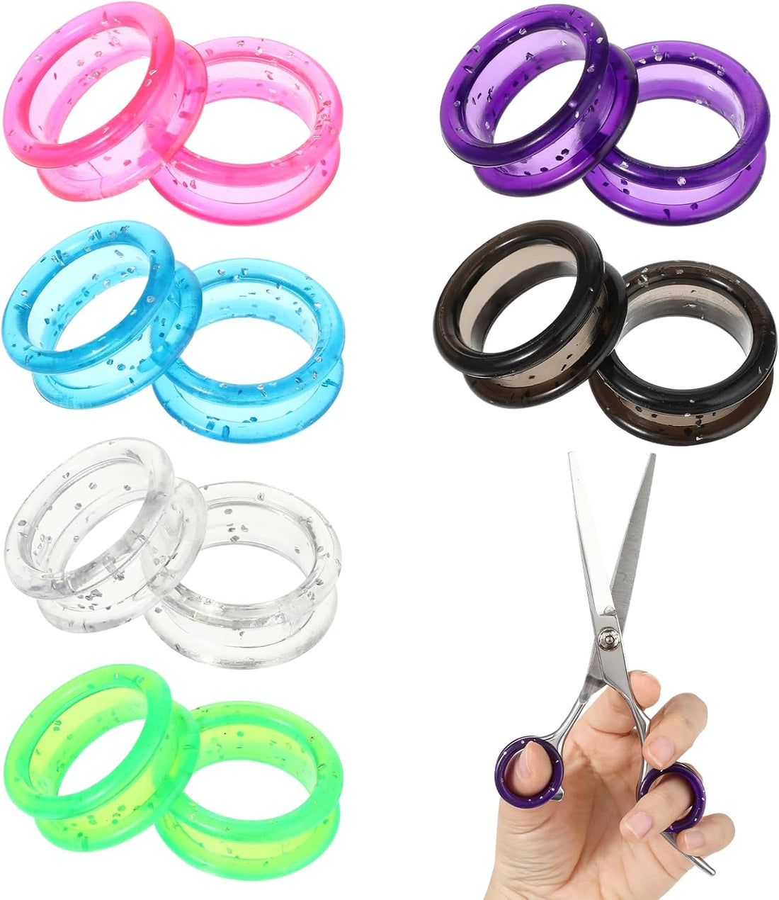 12 PCS Scissors Finger Rings Soft Silicone Scissors for Pet Grooming