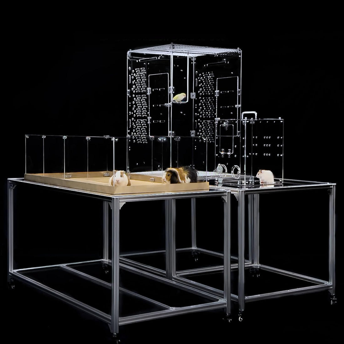 GuineaLoft™ 5'x2.5'x2.5' Pet Cage Table w/Shelf & Rollers