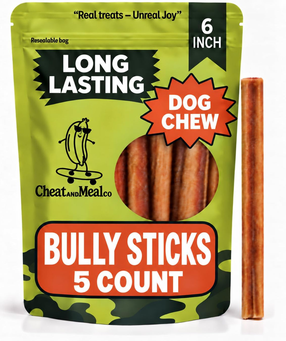Thin Bully Sticks for Small Dogs, Puppies, 6 Inch, 25 Count