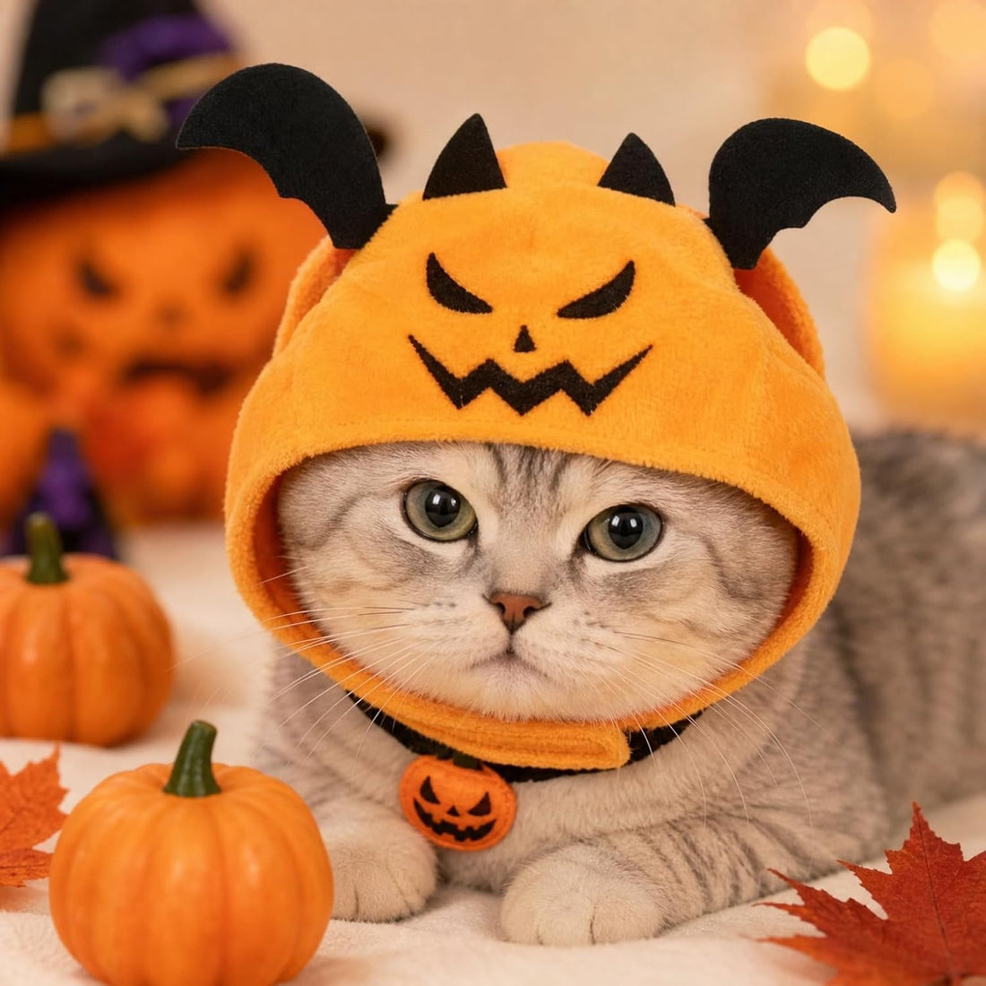 5-Pack Cat Halloween Hat Set - Witch Pumpkin Bat
