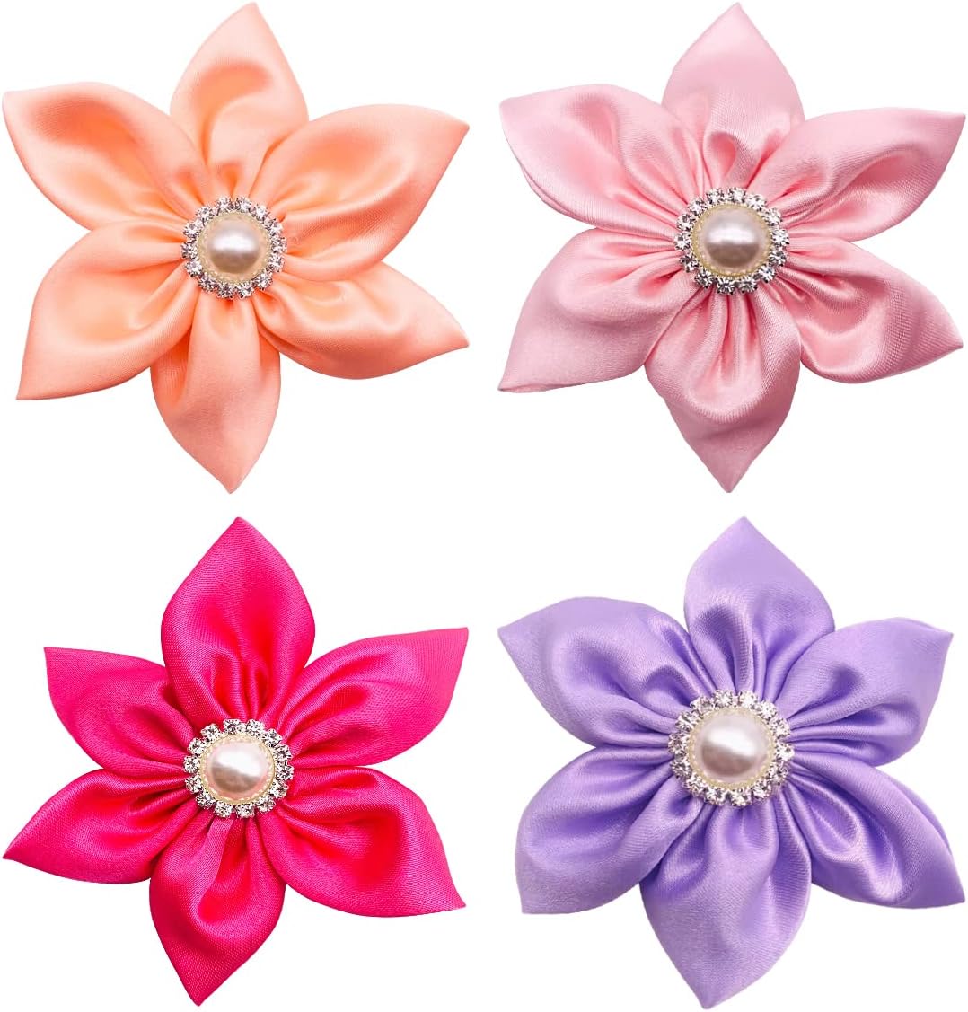 PET SHOW 4 Pack Small Dog Bows Sliding on Collar Attachment