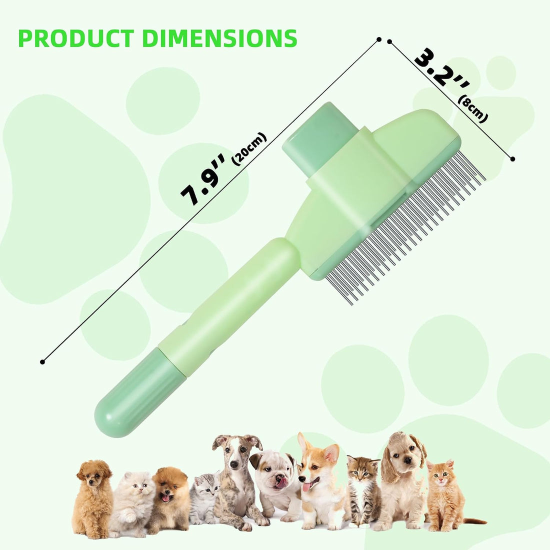 Pet Hair Removal Comb,New Cat Brush with Release Button,Pet Grooming